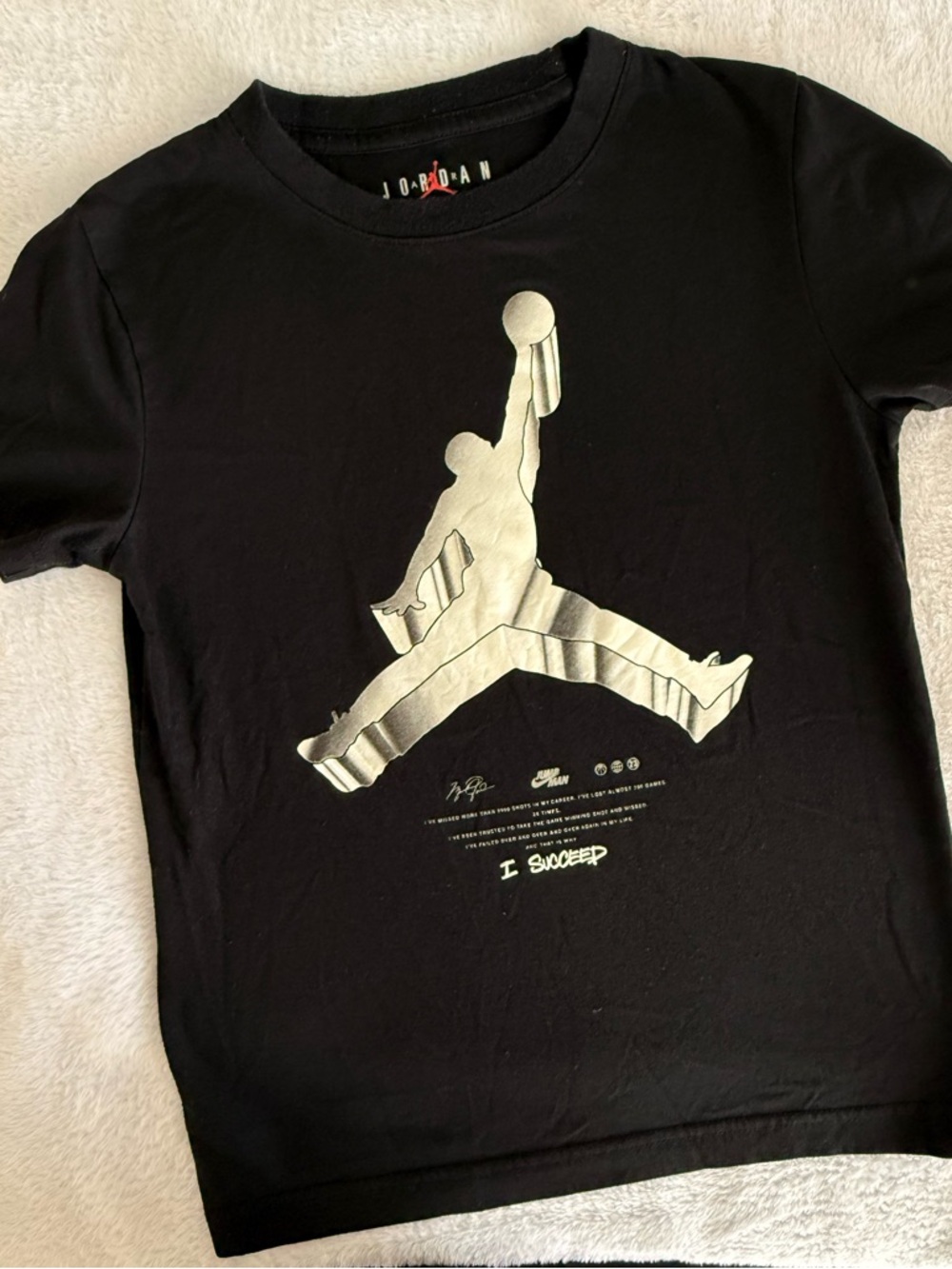 Jordan Black Tee with Metallic Silver Jumpman Graphic